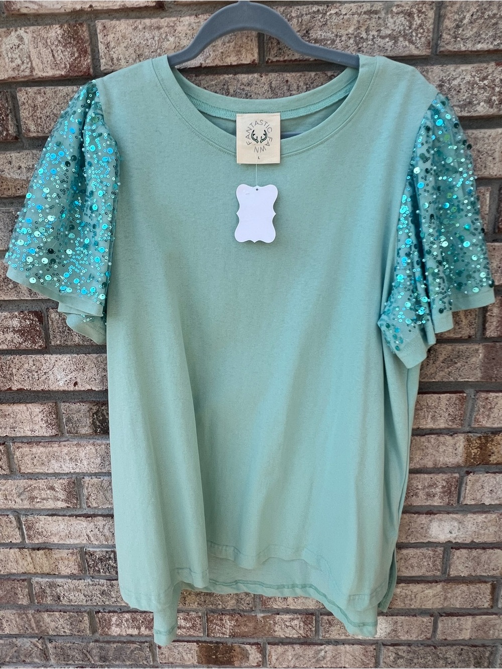 Fantastic Fawn | Sequin Sleeve T-Shirt